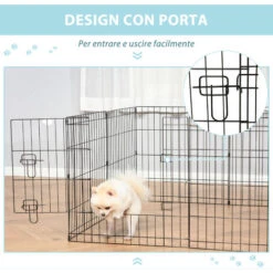 PawHut Recinto Per Cani Gatti Cuccioli Roditori Recinzione Rete Gabbia 8 Pezzi 61 X 61cm Nero -Cibi per cani in Italia 4398677 4