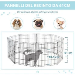 PawHut Recinto Per Cani Gatti Cuccioli Roditori Recinzione Rete Gabbia 8 Pezzi 61 X 61cm Nero -Cibi per cani in Italia 4398677 5
