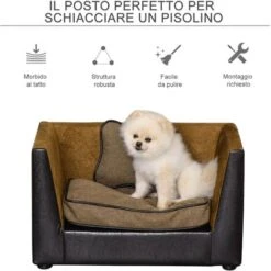 PawHut Divanetti Per Cani E Gatti In Ecopelle Con Cuscini 68.5 X 42 X 43 Cm -Cibi per cani in Italia 4398703 4