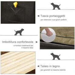 PawHut Divanetti Per Cani E Gatti In Ecopelle Con Cuscini 68.5 X 42 X 43 Cm -Cibi per cani in Italia 4398703 5