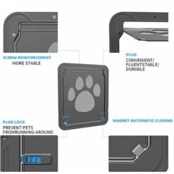 SOEKAVIA Porta Per Gatti, Porta Per Gatti Con Porta Per Gatti Con Serratura Porta Per Gatti Per Piccoli Animali Cat Mate Con Chiusura In ABS Facile Da Installare Nero -Cibi per cani in Italia 44261778 4