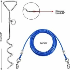 SOEKAVIA Guinzaglio Per Cani Con Ancoraggio A Spirale, Cavo Per Legare Per Cani Da 5 M Con Picchetto A Spirale Da 40 Cm Per Cani Fino A 120 Libbre Per Gioco, Campo E Cortile Nel Terreno (blu) 11 SOEKAVIA Guinzaglio Per Cani Con Ancoraggio A Spirale, Cavo Per Legare Per Cani Da 5 M Con Picchetto A Spirale Da 40 Cm Per Cani Fino A 120 Libbre Per Gioco, Campo E Cortile Nel Terreno (blu) -Cibi per cani in Italia 44261845 5