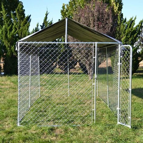 Recinto Per Cani Con Tetto 4x2,3x1,83m Porta Con Chiusura Tetto Resistente A Raggi UV E Intemperie 6 Recinto Per Cani Con Tetto 4x2,3x1,83m Porta Con Chiusura Tetto Resistente A Raggi UV E Intemperie - immagine 4
