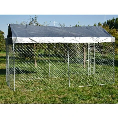 Recinto Per Cani Con Tetto 4x2,3x1,83m Porta Con Chiusura Tetto Resistente A Raggi UV E Intemperie 7 Recinto Per Cani Con Tetto 4x2,3x1,83m Porta Con Chiusura Tetto Resistente A Raggi UV E Intemperie - immagine 5