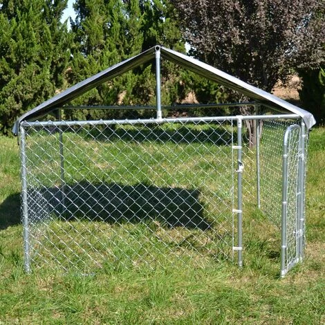 Recinto Con Tetto 2,3x2,3x1,22m Porta Con Chiusura Tetto Resistente A Raggi UV E Intemperie Cortile 7 Recinto Con Tetto 2,3x2,3x1,22m Porta Con Chiusura Tetto Resistente A Raggi UV E Intemperie Cortile - immagine 5