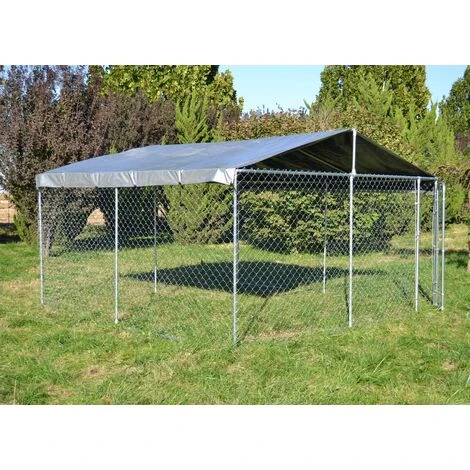 Recinto Per Cani Con Tetto 4x4x1,83m Porta Con Chiusura Tetto Resistente A Raggi UV E Intemperie 3 Recinto Per Cani Con Tetto 4x4x1,83m Porta Con Chiusura Tetto Resistente A Raggi UV E Intemperie