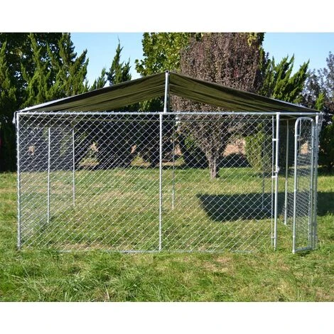 Recinto Per Cani Con Tetto 4x4x1,83m Porta Con Chiusura Tetto Resistente A Raggi UV E Intemperie 4 Recinto Per Cani Con Tetto 4x4x1,83m Porta Con Chiusura Tetto Resistente A Raggi UV E Intemperie - immagine 2
