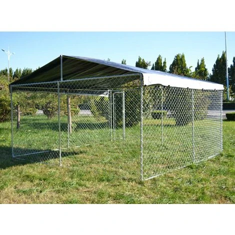 Recinto Per Cani Con Tetto 4x4x1,83m Porta Con Chiusura Tetto Resistente A Raggi UV E Intemperie 7 Recinto Per Cani Con Tetto 4x4x1,83m Porta Con Chiusura Tetto Resistente A Raggi UV E Intemperie - immagine 5