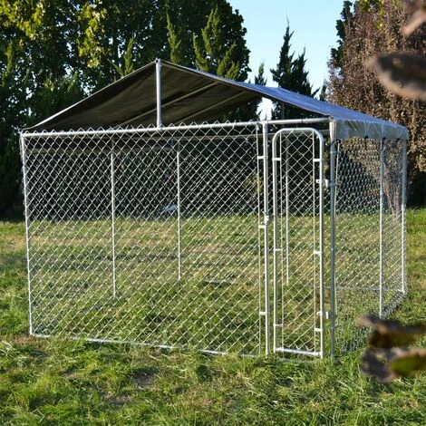 Recinto Per Cani Con Tetto 3x3x1,83m Porta Con Chiusura Tetto Resistente A Raggi UV E Intemperie 3 Recinto Per Cani Con Tetto 3x3x1,83m Porta Con Chiusura Tetto Resistente A Raggi UV E Intemperie - immagine 2