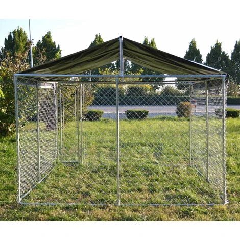 Recinto Per Cani Con Tetto 3x3x1,83m Porta Con Chiusura Tetto Resistente A Raggi UV E Intemperie 5 Recinto Per Cani Con Tetto 3x3x1,83m Porta Con Chiusura Tetto Resistente A Raggi UV E Intemperie - immagine 4