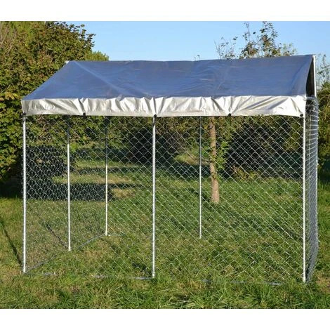 Recinto Per Cani Con Tetto 3x3x1,83m Porta Con Chiusura Tetto Resistente A Raggi UV E Intemperie 6 Recinto Per Cani Con Tetto 3x3x1,83m Porta Con Chiusura Tetto Resistente A Raggi UV E Intemperie - immagine 5
