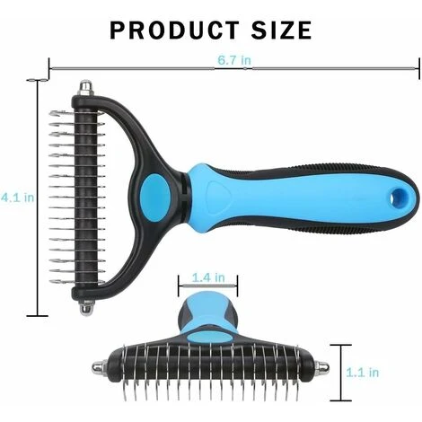 Kueatily Pettine Per La Toelettatura Degli Animali Domestici, Rastrello Per Smacchiare, Pettine Per Cani E Gatti, Per Rimuovere Il Sottopelo Sciolto (blu/a Doppia Faccia) 4 Kueatily Pettine Per La Toelettatura Degli Animali Domestici, Rastrello Per Smacchiare, Pettine Per Cani E Gatti, Per Rimuovere Il Sottopelo Sciolto (blu/a Doppia Faccia) - immagine 2