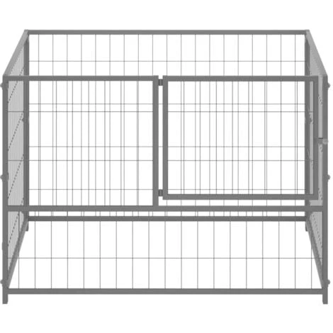 Gabbia Per Cani Argento 100x100x70 Cm In Acciaio VidaXL 4 Gabbia Per Cani Argento 100x100x70 Cm In Acciaio VidaXL - immagine 2