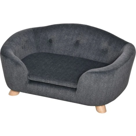 PawHut Cuccia Per Cani Di Taglia Piccola, Divanetto Per Cani Da Interno Con Cuscino Lavabile, 70x47x30cm - Grigio Antracite 3 PawHut Cuccia Per Cani Di Taglia Piccola, Divanetto Per Cani Da Interno Con Cuscino Lavabile, 70x47x30cm - Grigio Antracite