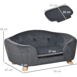 PawHut Cuccia Per Cani Di Taglia Piccola, Divanetto Per Cani Da Interno Con Cuscino Lavabile, 70x47x30cm - Grigio Antracite 9 PawHut Cuccia Per Cani Di Taglia Piccola, Divanetto Per Cani Da Interno Con Cuscino Lavabile, 70x47x30cm - Grigio Antracite -Cibi per cani in Italia 48390946 3