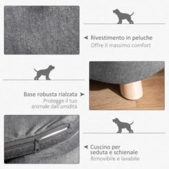 PawHut Cuccia Per Cani Di Taglia Piccola, Divanetto Per Cani Da Interno Con Cuscino Lavabile, 70x47x30cm - Grigio Antracite 11 PawHut Cuccia Per Cani Di Taglia Piccola, Divanetto Per Cani Da Interno Con Cuscino Lavabile, 70x47x30cm - Grigio Antracite -Cibi per cani in Italia 48390946 5