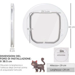 PawHut Gattaiola Con 4 Modalità Di Blocco Per Vetro, Rete E Porte, Φ44x4cm, Bianco -Cibi per cani in Italia 49341352 3