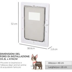 PawHut Gattaiola Con Sistema Di Blocco Per Vetro, Rete E Porte, 38.6x52x1.8cm - Bianco -Cibi per cani in Italia 49341357 3