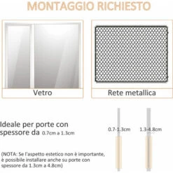 PawHut Gattaiola Con Sistema Di Blocco Per Vetro, Rete E Porte, 38.6x52x1.8cm - Bianco -Cibi per cani in Italia 49341357 5