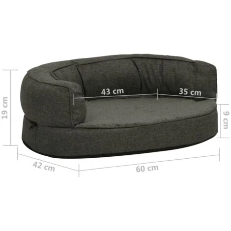Materasso Ergonomico Per Cani 60x42 Cm Pile Lino Grigio Scuro VidaXL 5 Materasso Ergonomico Per Cani 60x42 Cm Pile Lino Grigio Scuro VidaXL - immagine 3