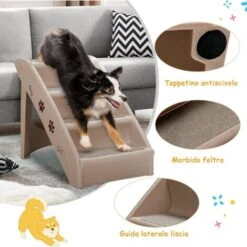 GOPLUS Scaletta Pieghevole Per Animali Domestici, Telaio In Plastica Resistente E Leggero Che Sostiene Fino A 60 Kg, 4 Gradini, Fondo Antiscivolo, Design Pieghevole (Marrone) 9 GOPLUS Scaletta Pieghevole Per Animali Domestici, Telaio In Plastica Resistente E Leggero Che Sostiene Fino A 60 Kg, 4 Gradini, Fondo Antiscivolo, Design Pieghevole (Marrone) -Cibi per cani in Italia 50314994 3