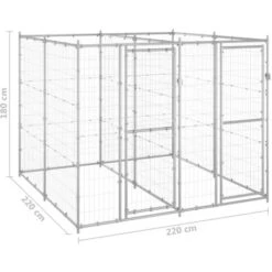 Gabbia Per Cani Da Esterno In Acciaio Zincato 4,84 M² VidaXL -Cibi per cani in Italia 50818875 3