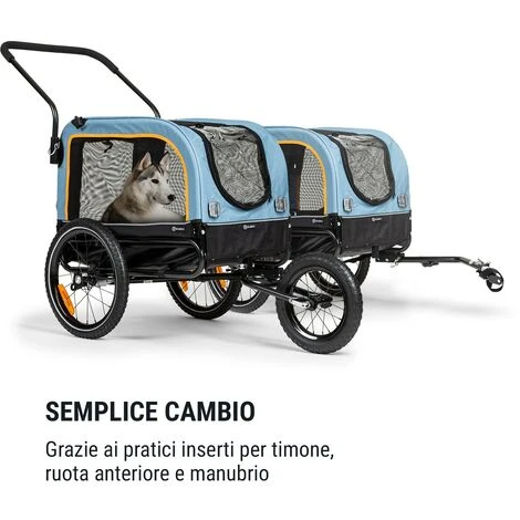 Klarfit Corgi 2-in-1 Dog Trailer & Stroller 600D Oxford Tubo D'acciaio Bandierina Segnaletica 5 Klarfit Corgi 2-in-1 Dog Trailer & Stroller 600D Oxford Tubo D'acciaio Bandierina Segnaletica - immagine 3