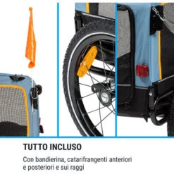 Klarfit Corgi 2-in-1 Dog Trailer & Stroller 600D Oxford Tubo D'acciaio Bandierina Segnaletica 11 Klarfit Corgi 2-in-1 Dog Trailer & Stroller 600D Oxford Tubo D'acciaio Bandierina Segnaletica -Cibi per cani in Italia 50821620 5