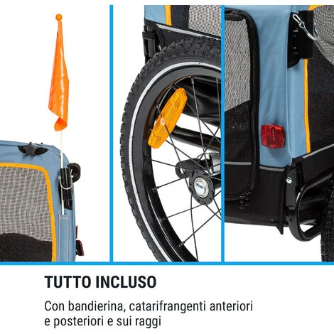 Klarfit Corgi 2-in-1 Dog Trailer & Stroller 600D Oxford Tubo D'acciaio Bandierina Segnaletica 7 Klarfit Corgi 2-in-1 Dog Trailer & Stroller 600D Oxford Tubo D'acciaio Bandierina Segnaletica - immagine 5