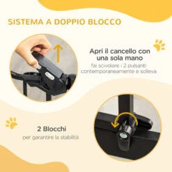 PawHut Cancelletto Per Cani Con Fissaggio A Pressione, Estensibile Da 74-80cm Con Chiusura Automatica, Nero -Cibi per cani in Italia 50986941 4