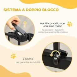 PawHut Cancellino Per Cani Con Fissaggio A Pressione, Estensibile Da 74-80cm Con Chiusura Automatica, Nero -Cibi per cani in Italia 50987055 4