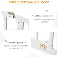 PawHut Cancelletto Di Sicurezza Per Cani Estensibile Da 75-145cm, In Acciaio E ABS -Cibi per cani in Italia 51030239 5
