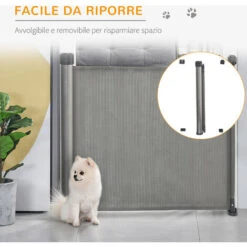 PawHut Barriera Di Sicurezza Per Cani Estensibile Fino 140cm Per Porte E Scale -Cibi per cani in Italia 51074343 5