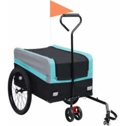 Rimorchio Per Bici E Carrello XXL 2 In 1 Blu Grigio E Nero