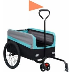 Rimorchio Per Bici E Carrello XXL 2 In 1 Blu Grigio E Nero -Cibi per cani in Italia 51121718 3