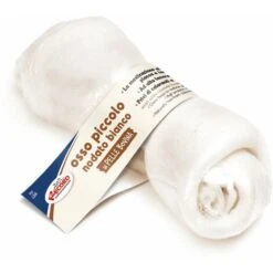 Osso Piccolo Termoretratto Bianco In Pelle Bovina Da Masticare Per Cani