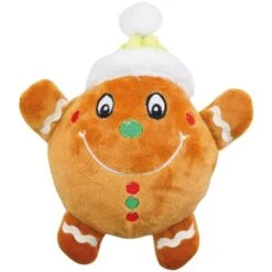 Record Peluche Di Natale Modello Pan Di Zenzero con Squeaker Sonoro per Cani