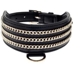 Ferribiella Collare Levriero in Pelle Sintetica E Tripla Catena Le Dangerouge Per Cani: Collare S - Beige