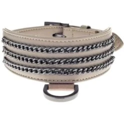 Ferribiella Collare Levriero in Pelle Sintetica E Tripla Catena Le Dangerouge Per Cani: Collare S - Beige -Cibi per cani in Italia 51826695 4
