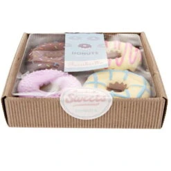 Ferribiella Gioco Donuts In Lattice Con Squeaker In Confezione Regalo Per Cani