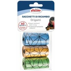 Record Ricariche Sacchetti Igienici Per Cani E Gatti Modello Origami 3 Rotoli Da 20 Sacchetti