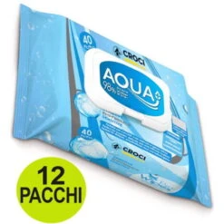 Croci OFFERTA 12 Confezioni Da 40 Salviette Ciascuna Umidificate Sensitive Aqua Più Idratazione E Pulizia Cani E Gatti