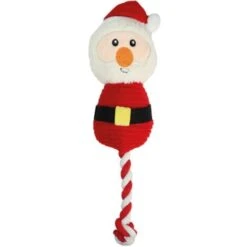 Record Peluche Babbo Natale Con Corda E Squeaker Sonoro Per Cani