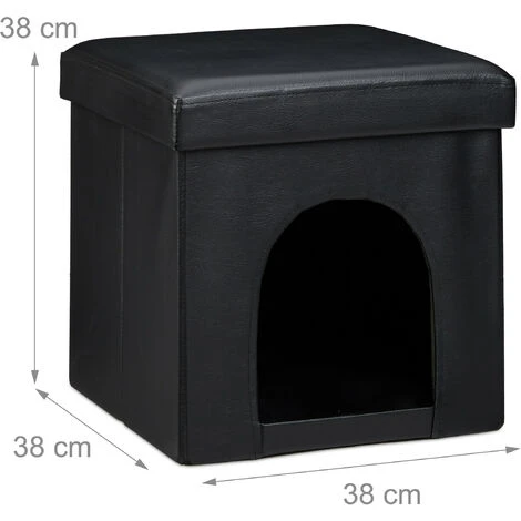 Set 2 Pz Home Sweet M Cuccia Per Cani A Sgabello Nicchia Nero Pouf A Cubo, Ciotola Rialzata Doppia Con Supporto Scodella 4 Set 2 Pz Home Sweet M Cuccia Per Cani A Sgabello Nicchia Nero Pouf A Cubo, Ciotola Rialzata Doppia Con Supporto Scodella - immagine 2