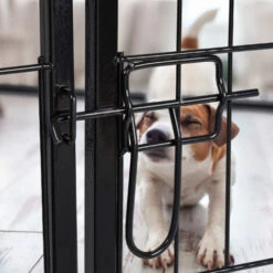 Relaxdays Recinto Per Cuccioli, Cani Piccoli, Da Interno, Stabile, Da Esterno, Box, HLP 60,5x76,5x235 Cm, Nero -Cibi per cani in Italia 51972463 2