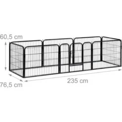 Relaxdays Recinto Per Cuccioli, Cani Piccoli, Da Interno, Stabile, Da Esterno, Box, HLP 60,5x76,5x235 Cm, Nero -Cibi per cani in Italia 51972463 3