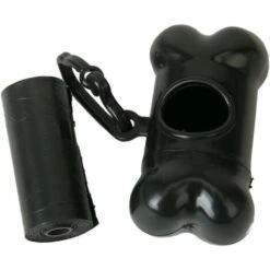 Dispenser Per Raccolta Rifiuti Per Animali Domestici / Cacca A Forma Di Osso + 15 Sacchetti Con Gancio Ad Anello Per Il Trasporto (nero)