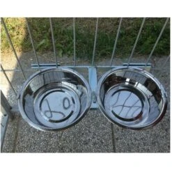 Porta Ciotole Per Box Cani Regolabile In Acciaio Inox Diametro Ciotole 24 Cm -Cibi per cani in Italia 53035669 2