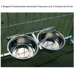 2 Porta Ciotole Doppie Universali Per Box Regolabile Acciaio Diametro 24 Cm -Cibi per cani in Italia 53076100 4