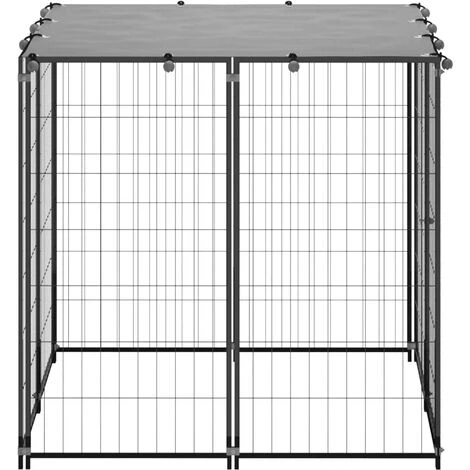 Canile Recinto Per Cani Nero 110x110x110 Cm In Acciaio 5 Canile Recinto Per Cani Nero 110x110x110 Cm In Acciaio - immagine 3